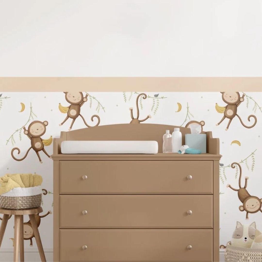 Brown Animal Monkey — Half Wall Decal (Home Decor Decals) — removable wall decal by Tiny Tale Prints.